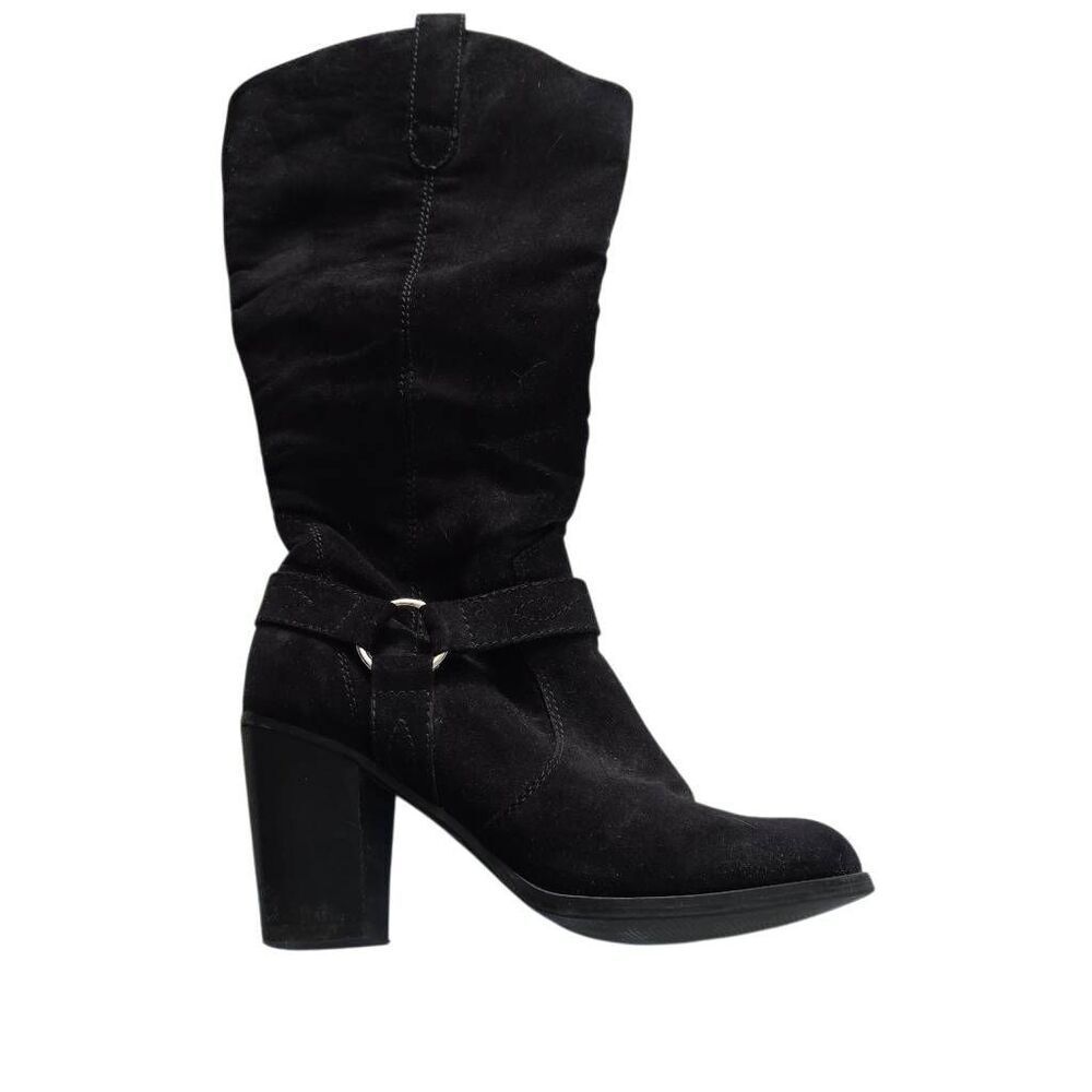 Madden Girl Women's Size 7 Black Faux Suede Arkana Knee High Heeled Boots